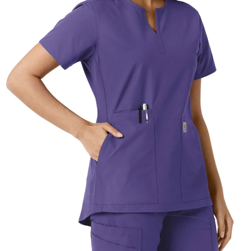 Haut médical tunique à encolure en V avec empiècements en maille Force Essentials pour femme