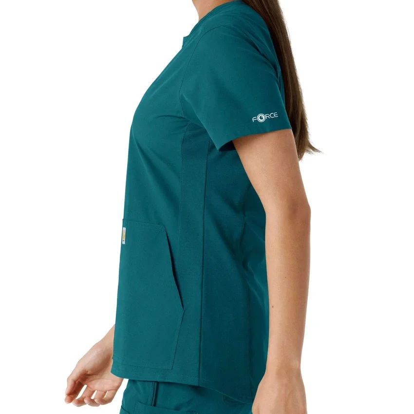 Haut médical tunique à encolure en V avec empiècements en maille Force Essentials pour femme