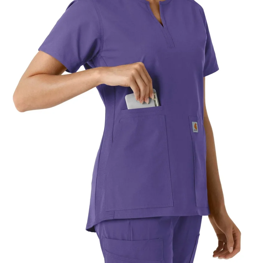 Haut médical tunique à encolure en V avec empiècements en maille Force Essentials pour femme