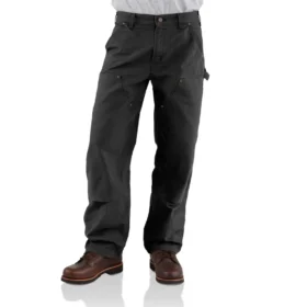Pantalon de charpentier carhartt B136 pour homme, coupe ample et droite, en toile de coton délavée, avec renforts aux genoux