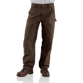 Pantalon de charpentier carhartt B136 pour homme, coupe ample et droite, en toile de coton délavée, avec renforts aux genoux