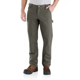 Pantalon de travail pour homme à coupe droite décontractée, en toile de coton Rugged Flex, avec double renfort aux genoux