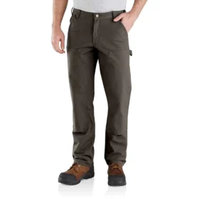 Pantalon de travail pour homme à coupe droite décontractée, en toile de coton Rugged Flex, avec double renfort aux genoux