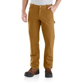 Pantalon de travail pour homme à coupe droite décontractée, en toile de coton Rugged Flex, avec double renfort aux genoux