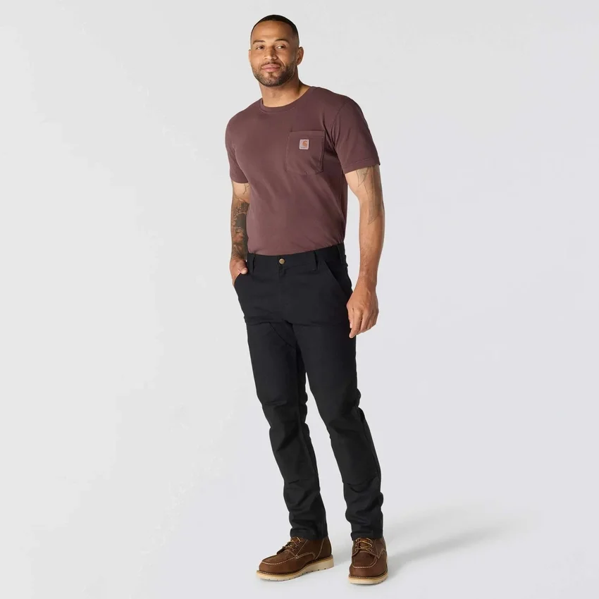 Pantalon de travail slim ajusté en toile de coton « Rugged Flex » à double renfort aux genoux pour homme