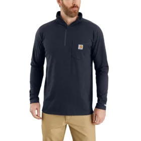 Pull à manchettes longues Force pour homme, à fermeture à glissière quart de longueur et évacuant l’humidité
