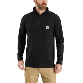 Pull à manchettes longues Force pour homme, à fermeture à glissière quart de longueur et évacuant l’humidité