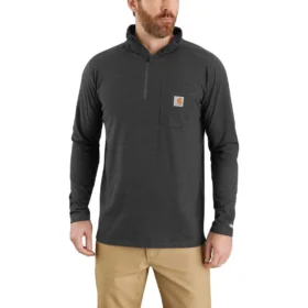 Pull à manchettes longues Force pour homme, à fermeture à glissière quart de longueur et évacuant l’humidité