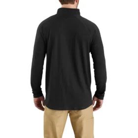 Pull à manchettes longues Force pour homme, à fermeture à glissière quart de longueur et évacuant l’humidité