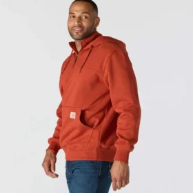 Sweat à capuche Paxton pour homme, épais et déperlant, avec fermeture éclair 1/4 – Sweats à capuche carhartt Rain Defender