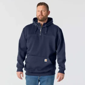 Sweat à capuche Paxton pour homme, épais et déperlant, avec fermeture éclair 1/4 – Sweats à capuche carhartt Rain Defender
