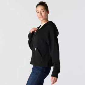 Sweat-shirt à capuche et fermeture éclair intégrale en Tencel™ léger pour femme