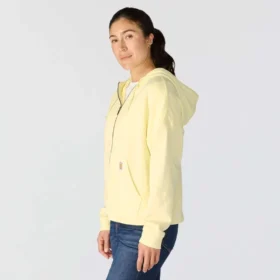 Sweat-shirt à capuche et fermeture éclair intégrale en Tencel™ léger pour femme
