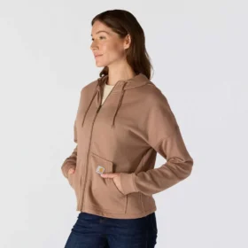 Sweat-shirt à capuche et fermeture éclair intégrale en Tencel™ léger pour femme