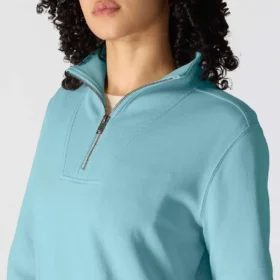 Sweat-shirt léger en Tencel à demi-zip pour femme