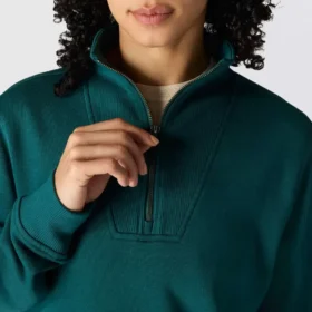 Sweat-shirt léger en Tencel à demi-zip pour femme