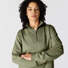 Sweat-shirt léger en Tencel à demi-zip pour femme