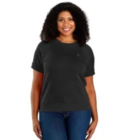 Sweat-shirt à manchettes courtes pour femme en Tencel léger, coupe décontractée, en molleton français