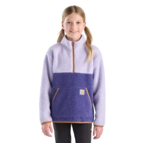 Sweat-shirt à manchons longs en polaire avec fermeture à glissière quart de longueur pour fille (tout-petits/enfants/adolescents)