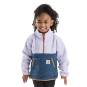 Sweat-shirt à manchons longs en polaire avec fermeture à glissière quart de longueur pour fille (tout-petits/enfants/adolescents)