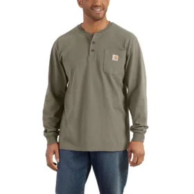 T-shirt Henley à manchons longs et poches pour homme, coupe ample et tissu épais, modèle Dearborn