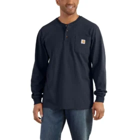 T-shirt Henley à manchons longs et poches pour homme, coupe ample et tissu épais, modèle Dearborn