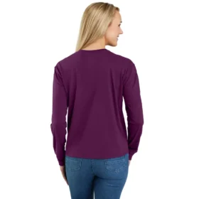 T-shirt à manches longues, col rond et poche pour femme en Tencel, coupe ample