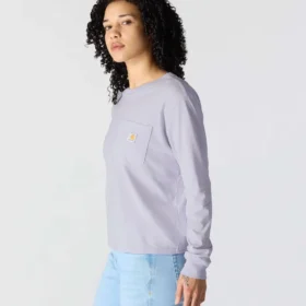 T-shirt à manches longues, col rond et poche pour femme en Tencel, coupe ample