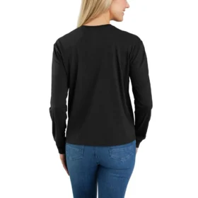 T-shirt à manches longues, col rond et poche pour femme en Tencel, coupe ample