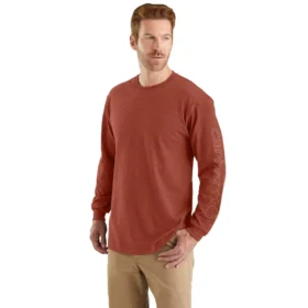 T-shirt à manches longues et logo pour homme Dearborn, coupe ample, tissu épais