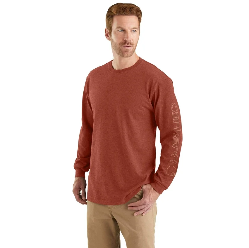 T-shirt à manches longues et logo pour homme Dearborn, coupe ample, tissu épais