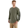 T-shirt à manches longues et logo pour homme Dearborn, coupe ample, tissu épais