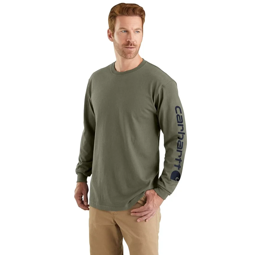 T-shirt à manches longues et logo pour homme Dearborn, coupe ample, tissu épais