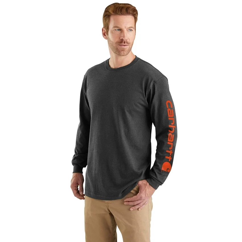 T-shirt à manches longues et logo pour homme Dearborn, coupe ample, tissu épais