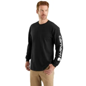 T-shirt à manches longues et logo pour homme Dearborn, coupe ample, tissu épais