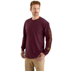 T-shirt à manches longues et logo pour homme Dearborn, coupe ample, tissu épais