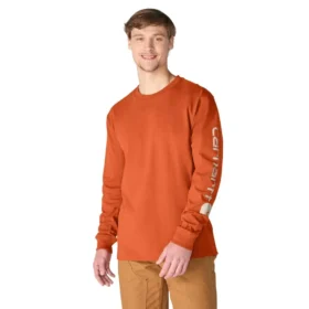 T-shirt à manches longues et logo pour homme Dearborn, coupe ample, tissu épais