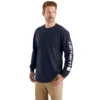 T-shirt à manches longues et logo pour homme Dearborn, coupe ample, tissu épais