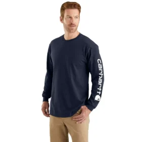 T-shirt à manches longues et logo pour homme Dearborn, coupe ample, tissu épais