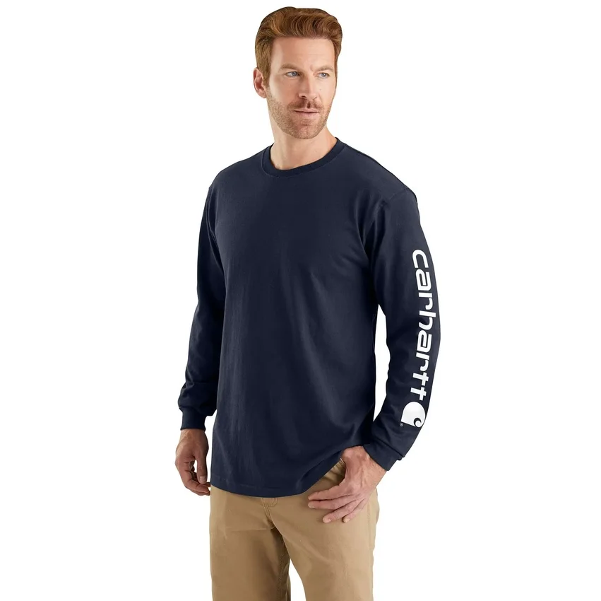 T-shirt à manches longues et logo pour homme Dearborn, coupe ample, tissu épais