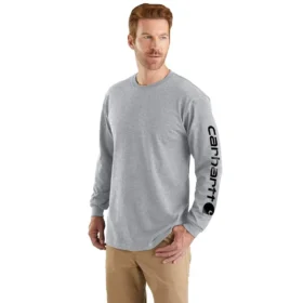 T-shirt à manches longues et logo pour homme Dearborn, coupe ample, tissu épais