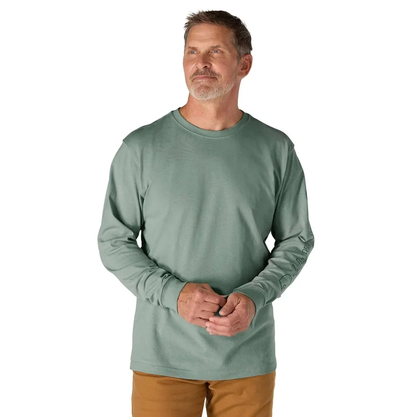 T-shirt à manches longues et logo pour homme Dearborn, coupe ample, tissu épais