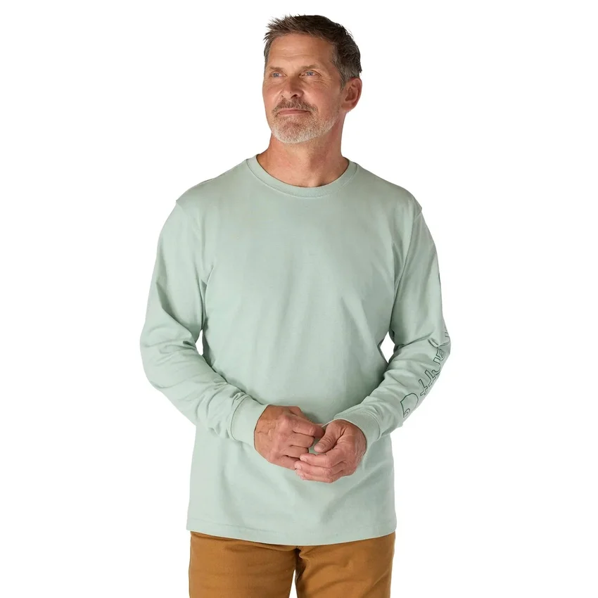 T-shirt à manches longues et logo pour homme Dearborn, coupe ample, tissu épais