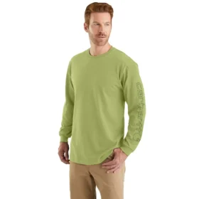 T-shirt à manches longues et logo pour homme Dearborn, coupe ample, tissu épais
