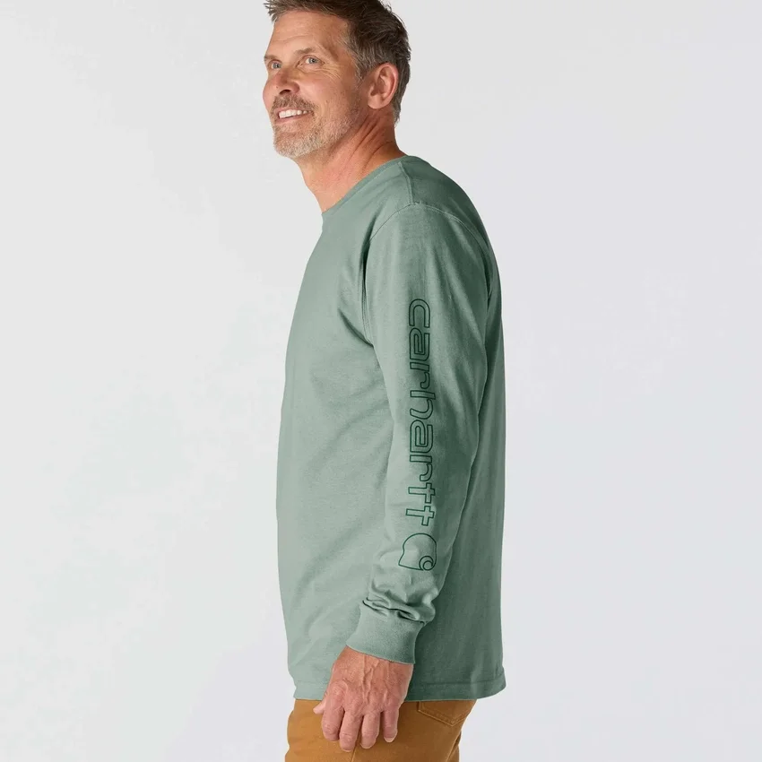 T-shirt à manches longues et logo pour homme Dearborn, coupe ample, tissu épais