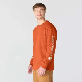 T-shirt à manches longues et logo pour homme Dearborn, coupe ample, tissu épais