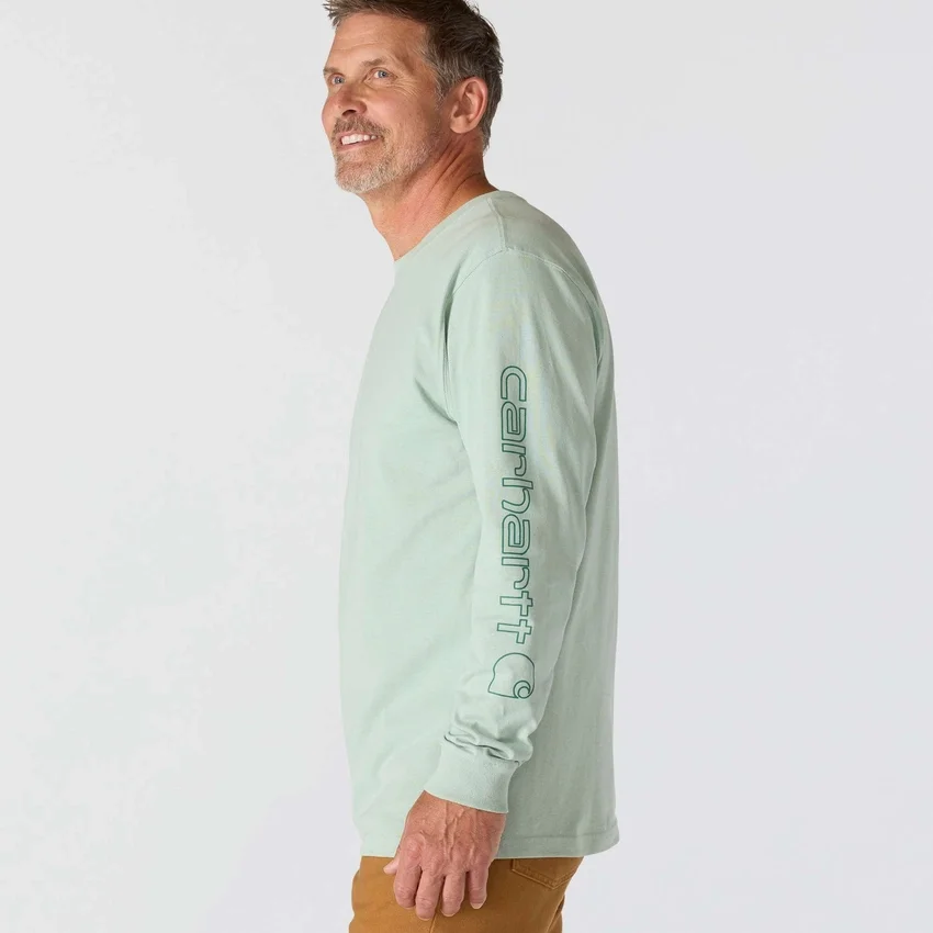T-shirt à manches longues et logo pour homme Dearborn, coupe ample, tissu épais