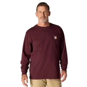 T-shirt à manches longues et poche pour homme Dearborn, coupe ample et tissu épais