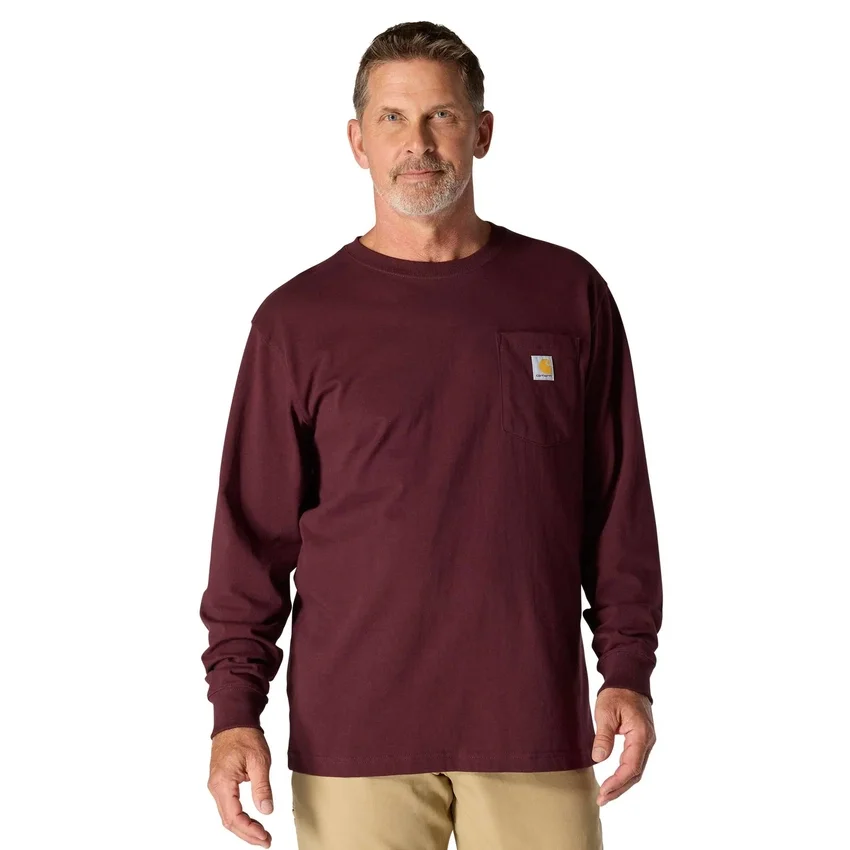 T-shirt à manches longues et poche pour homme Dearborn, coupe ample et tissu épais