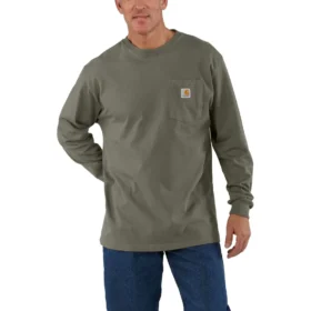 T-shirt à manches longues et poche pour homme Dearborn, coupe ample et tissu épais